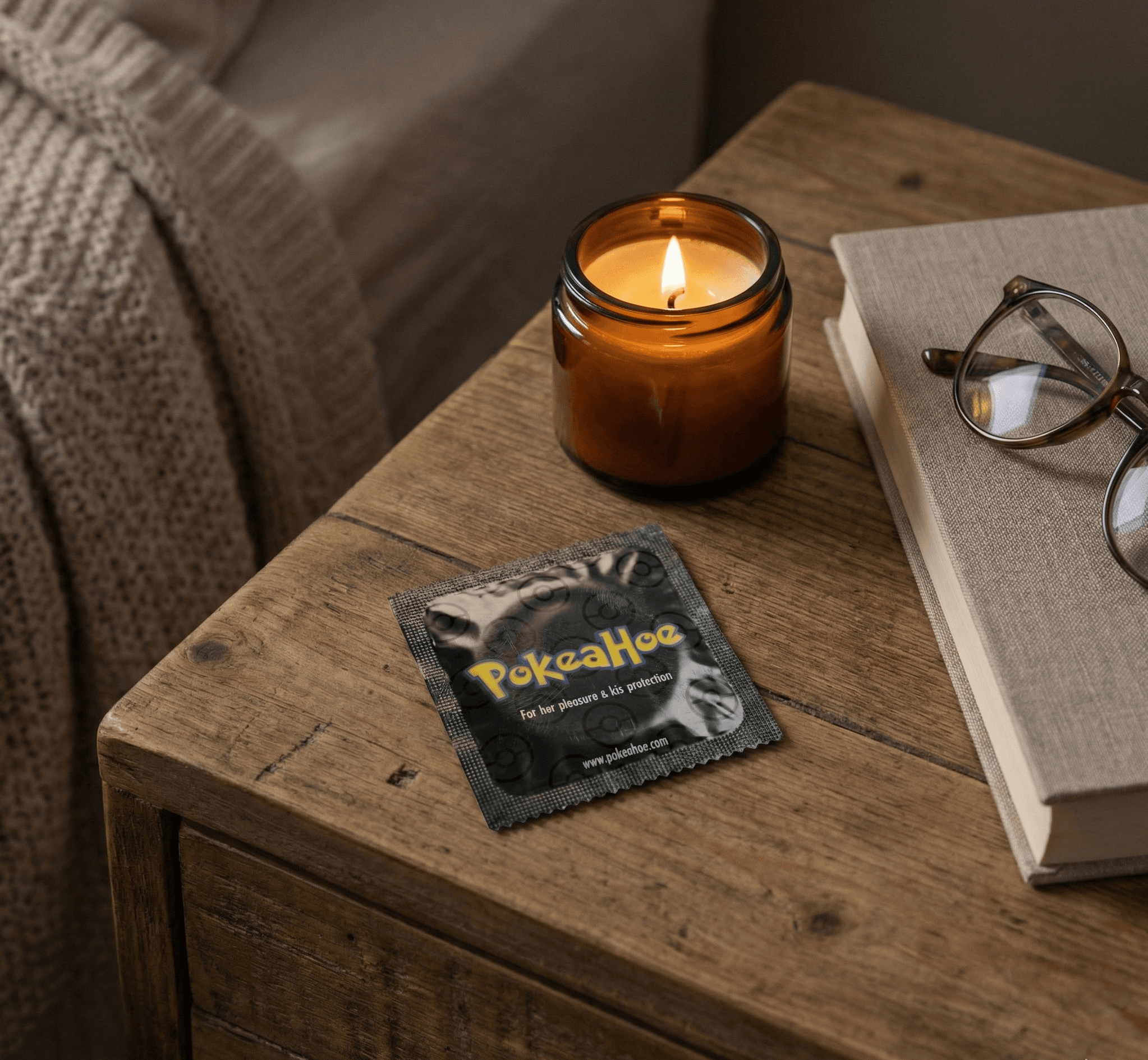 PokeaHoe package render on a warm surface
